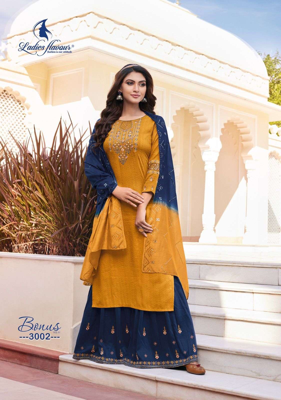 Ladies Flavour Bonus Vol 3 Fancy Top Bottom With Dupatta On Wholesale