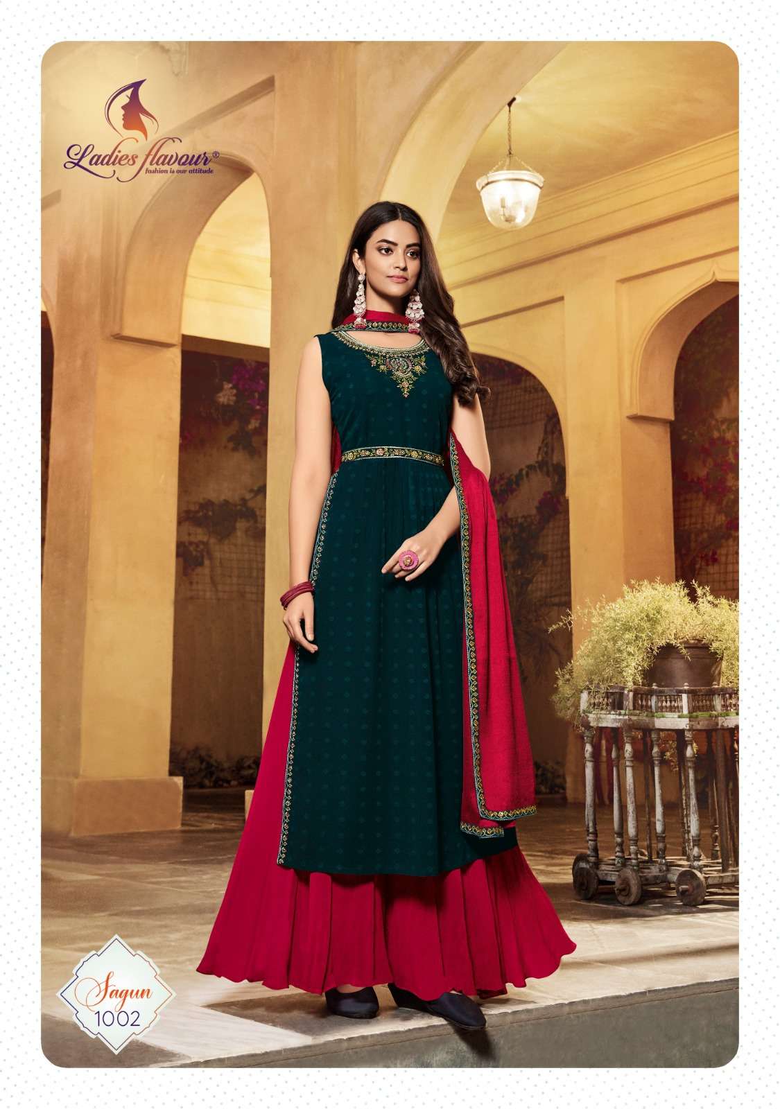 Ladies Flavour Sagun Party Wear Kurti With Bottom Dupatta On Wholesale