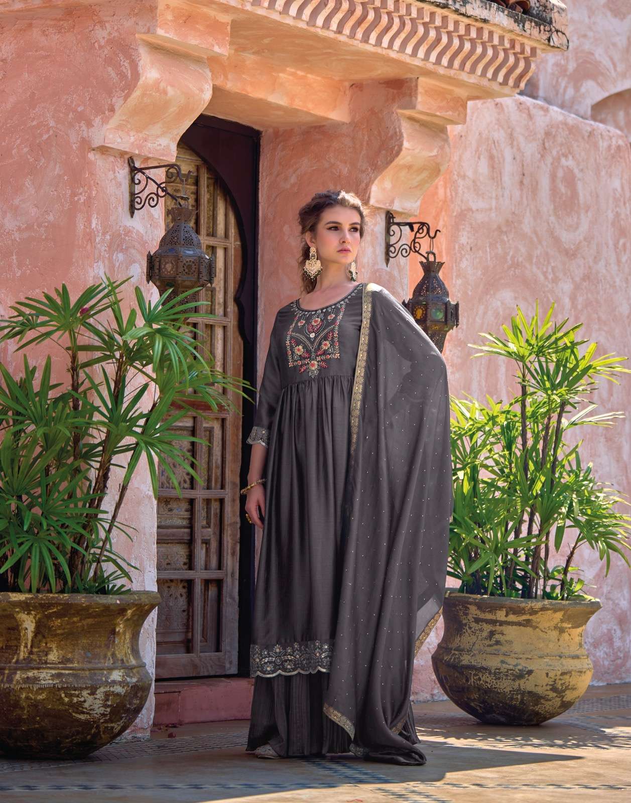 LILY & LALI Masakali Exclusive Premium Nyra Kurti With Crushed Super Silk Sharara On Wholesale