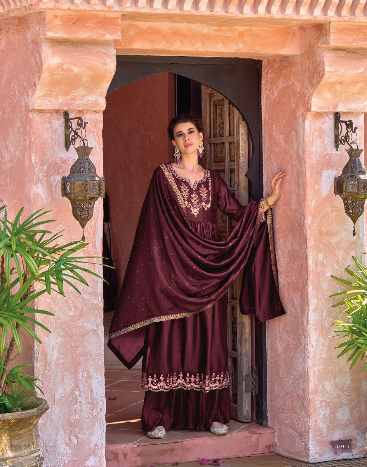 LILY & LALI Masakali Exclusive Premium Nyra Kurti With Crushed Super Silk Sharara On Wholesale