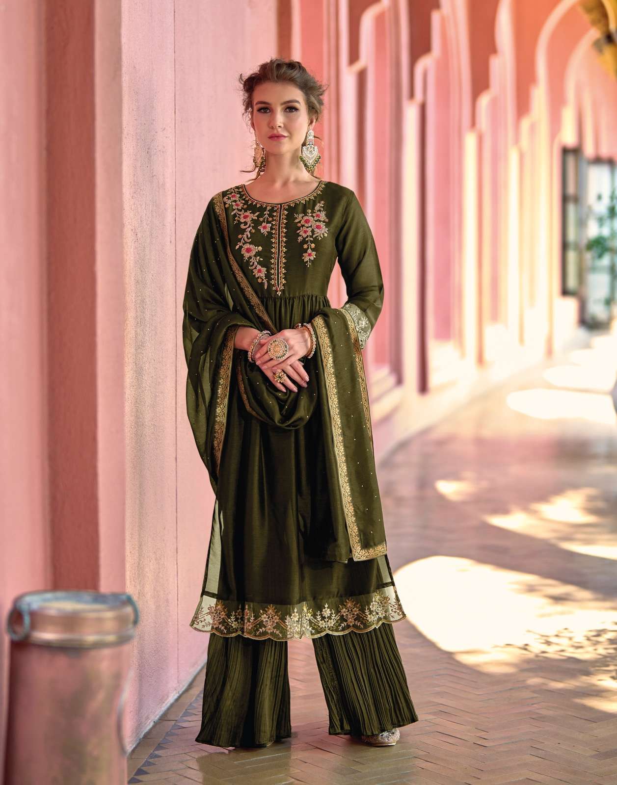 LILY & LALI Masakali Exclusive Premium Nyra Kurti With Crushed Super Silk Sharara On Wholesale