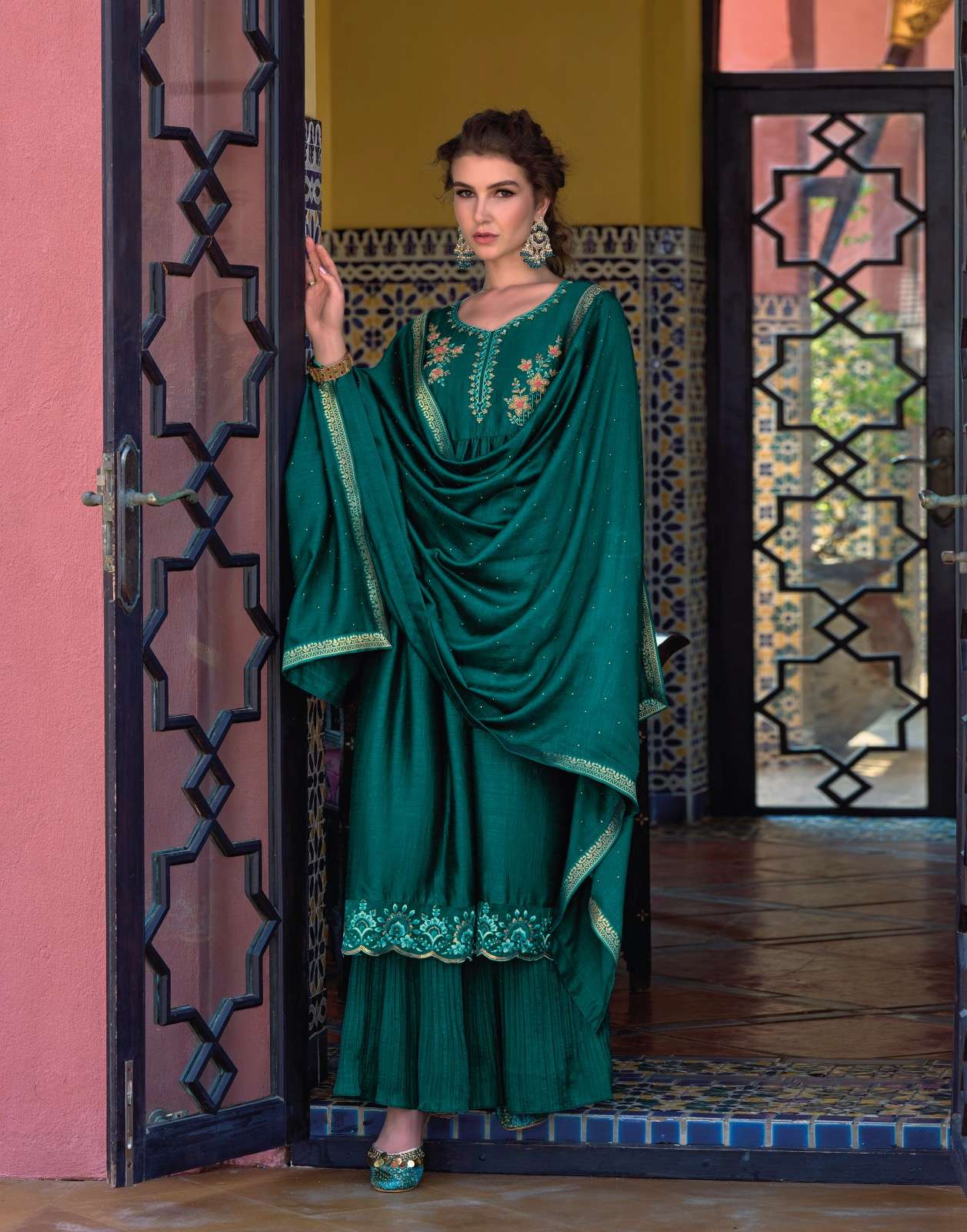 LILY & LALI Masakali Exclusive Premium Nyra Kurti With Crushed Super Silk Sharara On Wholesale