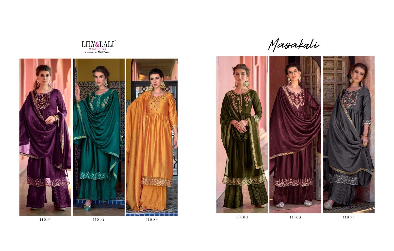 LILY & LALI Masakali Exclusive Premium Nyra Kurti With Crushed Super Silk Sharara On Wholesale