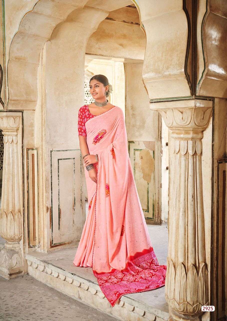 Lt Radha Casual Wear Georgette Saree Denting With Zari Print On Wholesale