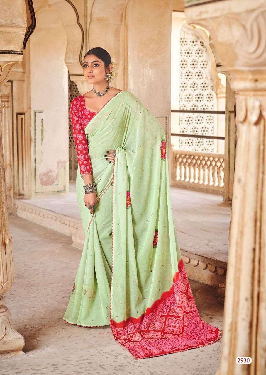 Lt Radha Casual Wear Georgette Saree Denting With Zari Print On Wholesale