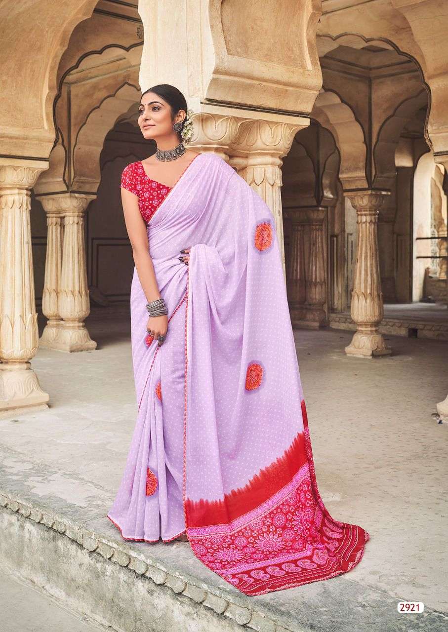 Lt Radha Casual Wear Georgette Saree Denting With Zari Print On Wholesale