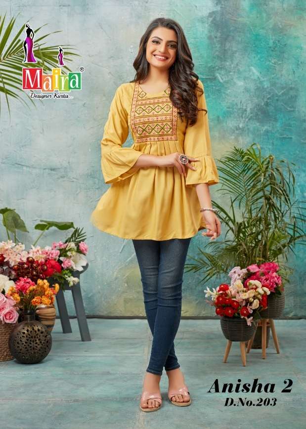 Maira Anisha Vol-2 Designer Short Top With Fancy Thread On Wholesale 