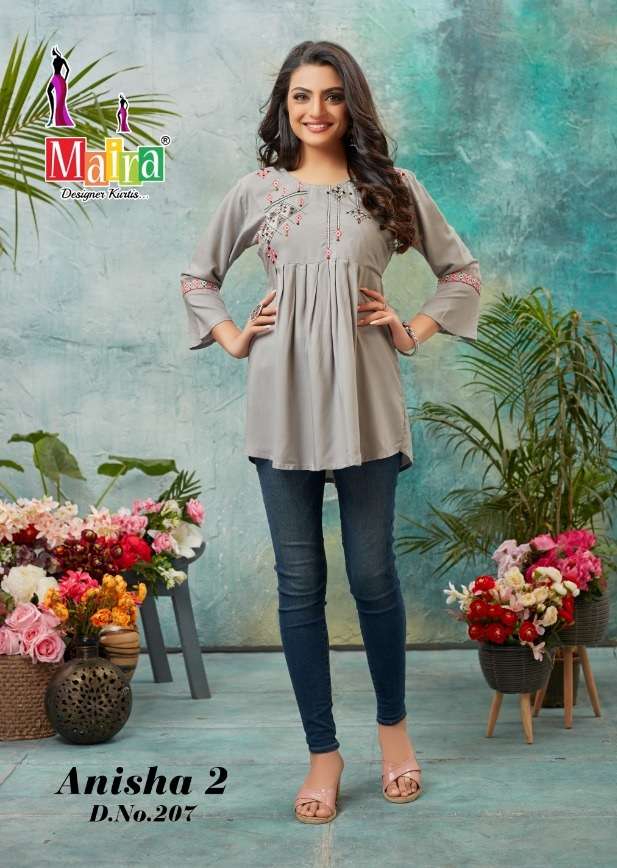 Maira Anisha Vol-2 Designer Short Top With Fancy Thread On Wholesale 