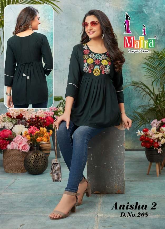 Maira Anisha Vol-2 Designer Short Top With Fancy Thread On Wholesale 
