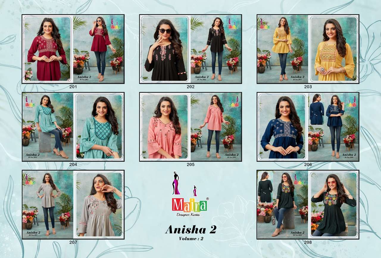 Maira Anisha Vol-2 Designer Short Top With Fancy Thread On Wholesale 