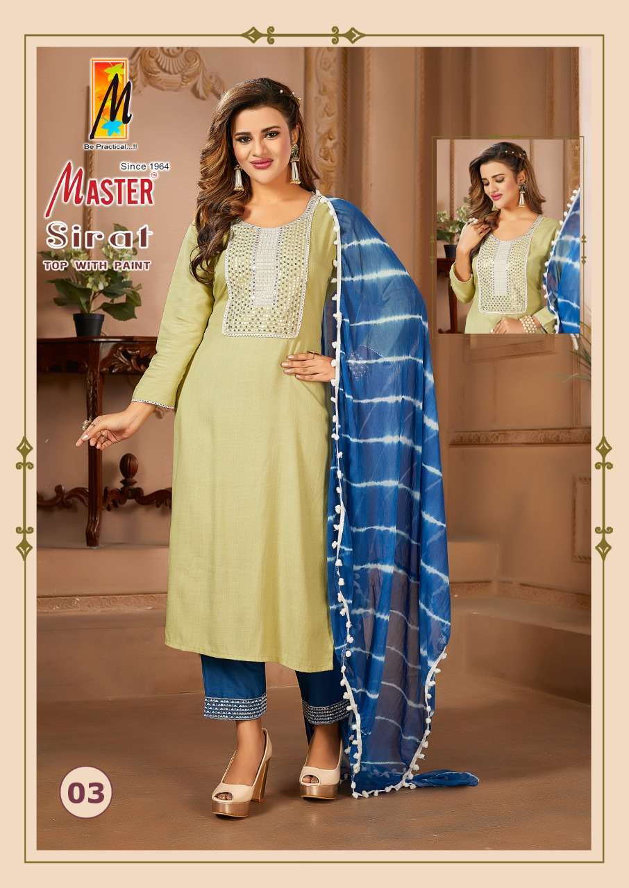 Master Sirat Fancy Kurti Bottom With Dupatta On Wholesale