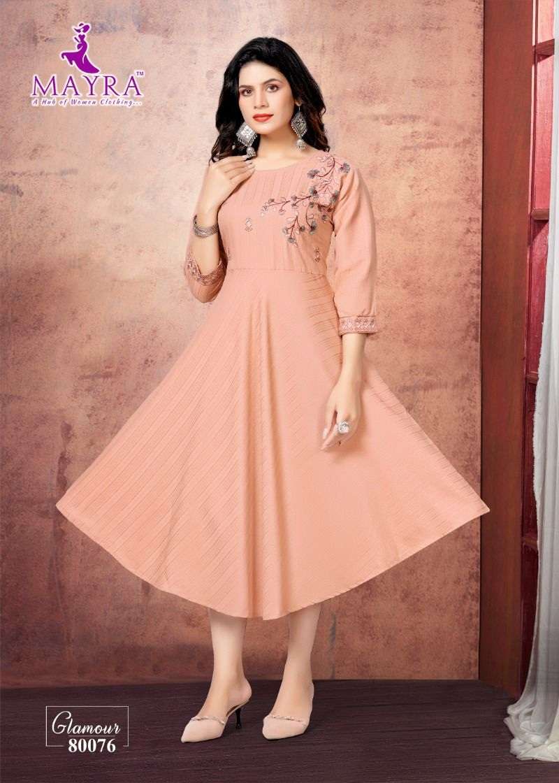 Mayra Glamour Fancy Bombay Viscose Fabric With Embroidery Work On Wholesale