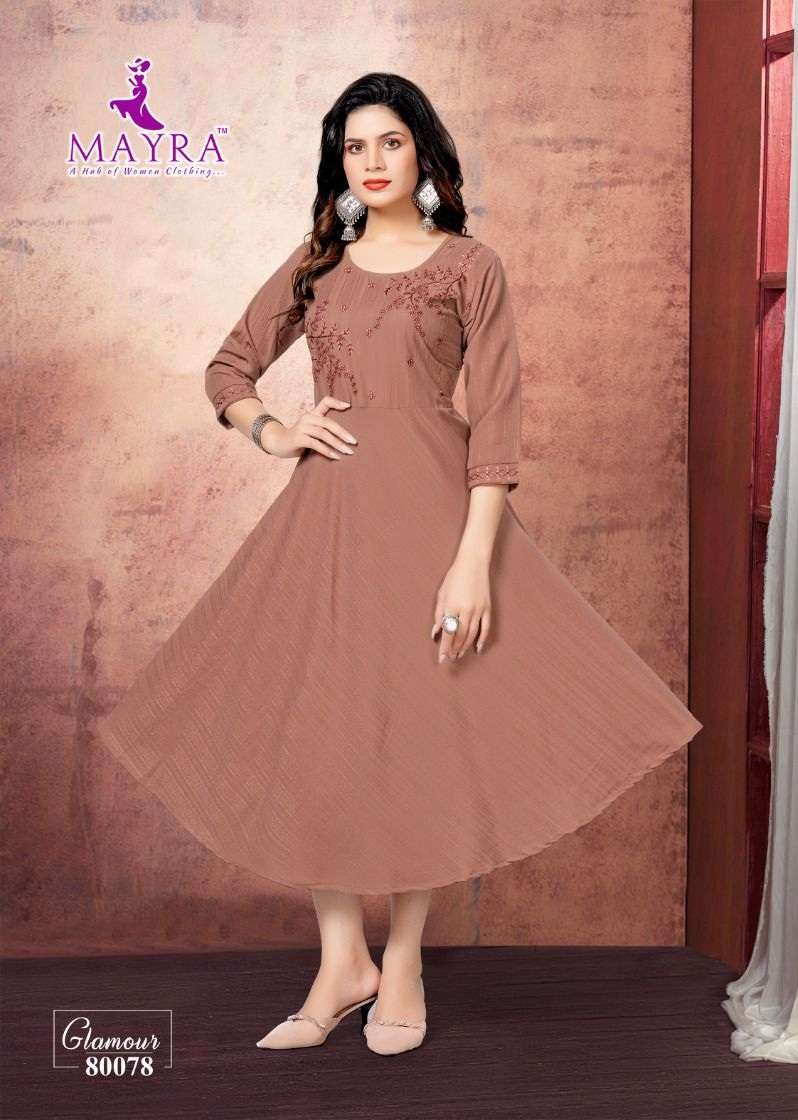 Mayra Glamour Fancy Bombay Viscose Fabric With Embroidery Work On Wholesale