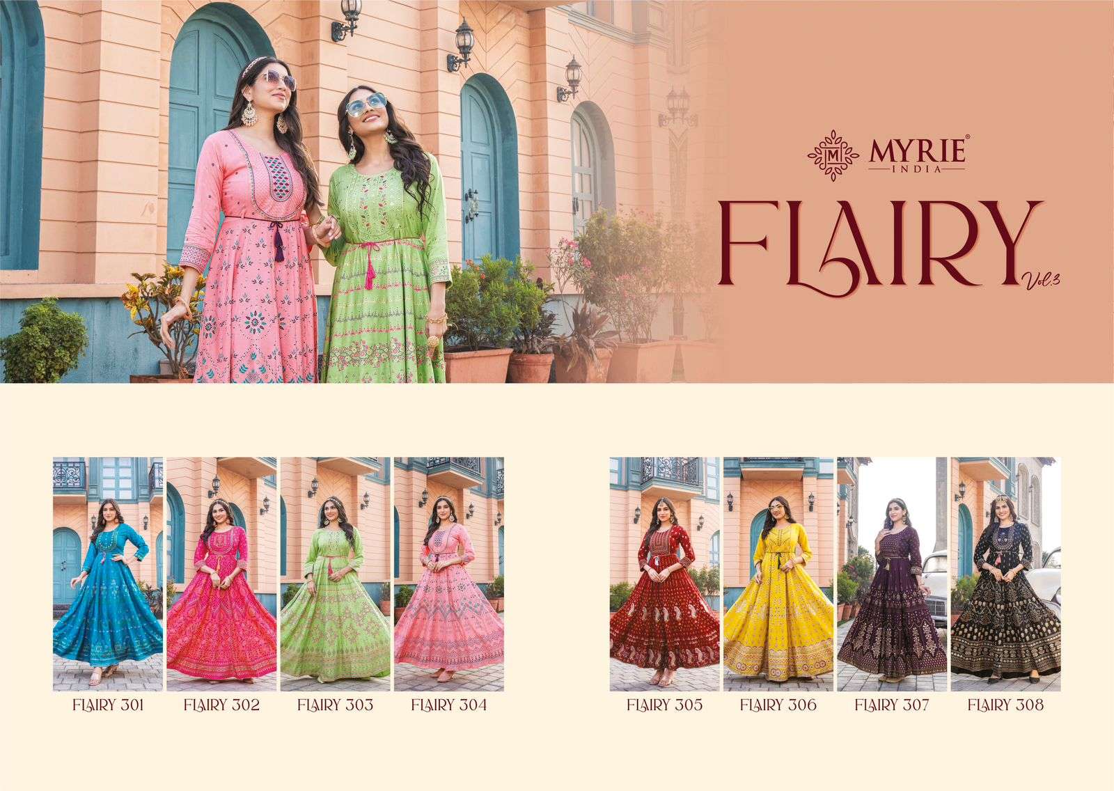 Mayrie India Flairy Vol-3 Stylish Printed Gown On Wholesale