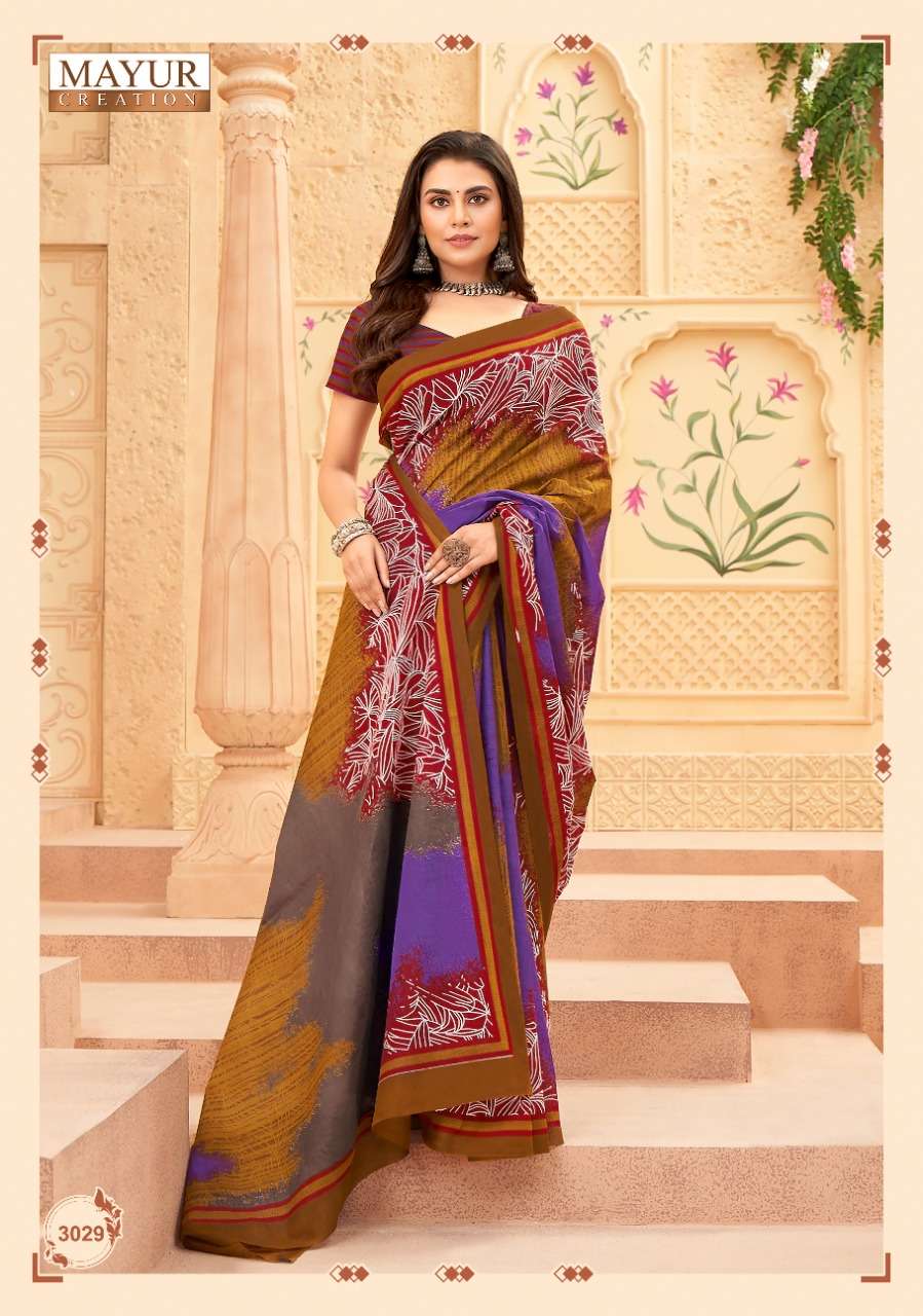 Mayur Vol 3  Chandani Pure Cotton Printed Fancy Saree On Wholesale