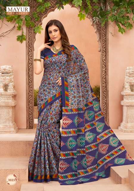 Mayur Vol 3  Chandani Pure Cotton Printed Fancy Saree On Wholesale