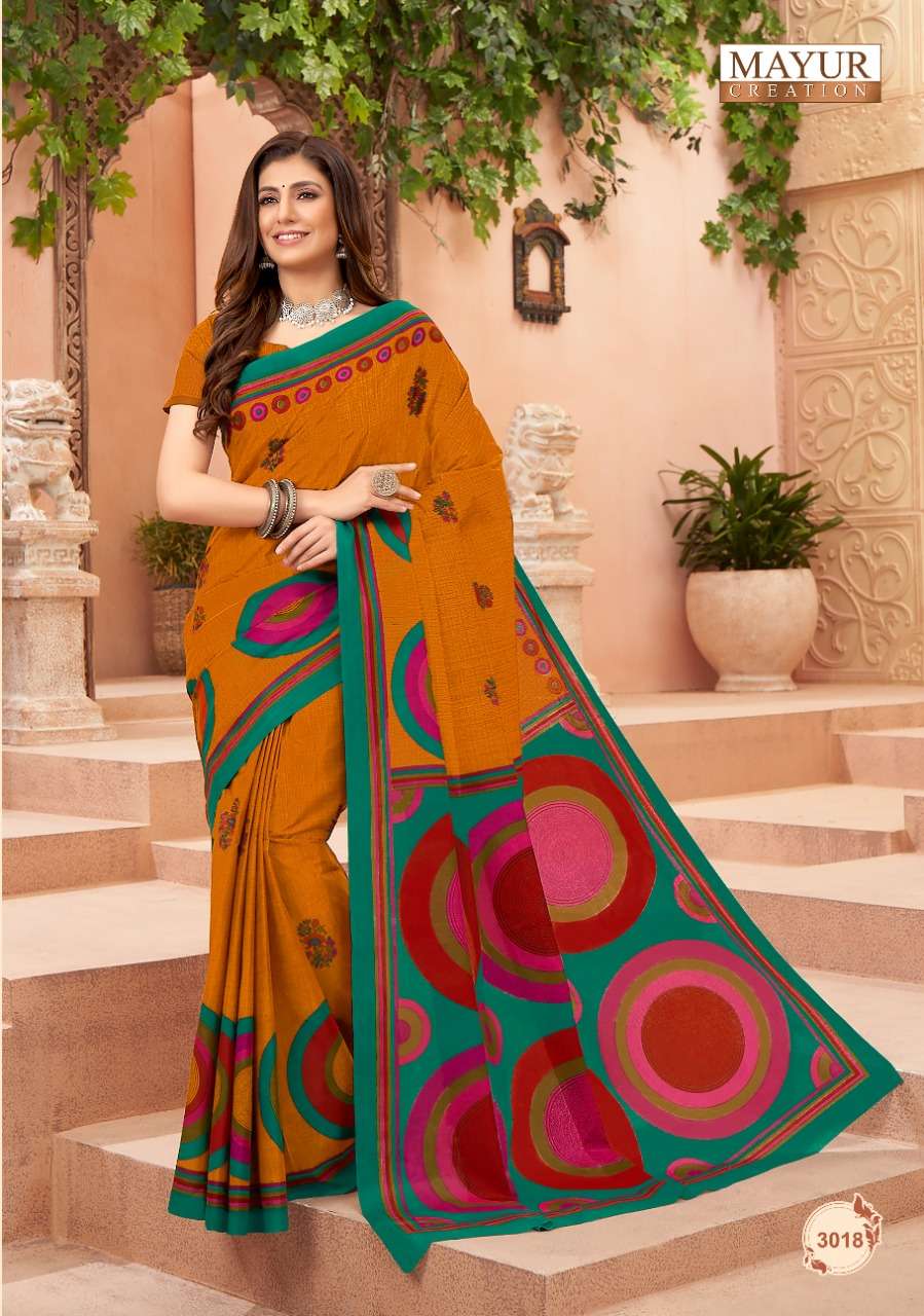 Mayur Vol 3  Chandani Pure Cotton Printed Fancy Saree On Wholesale
