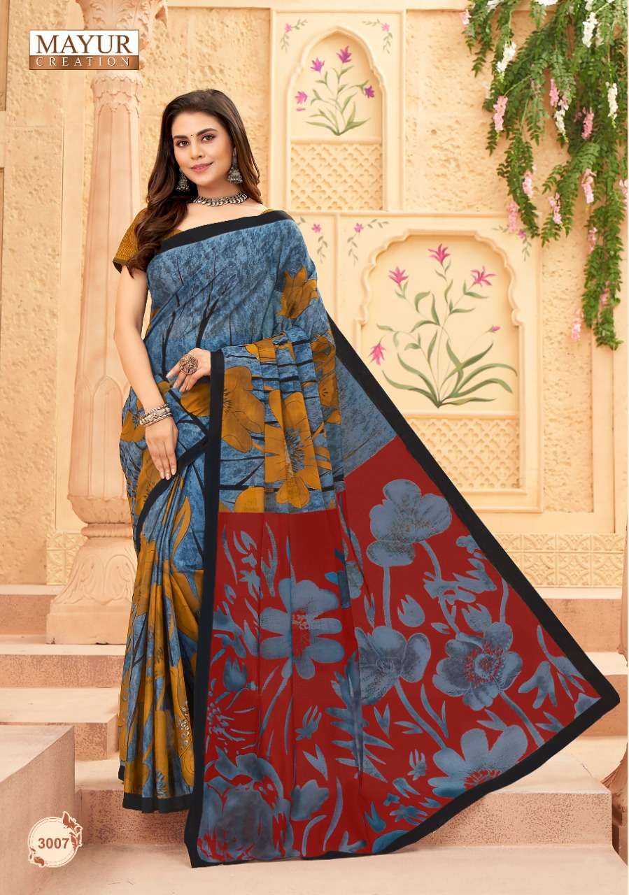 Mayur Vol 3  Chandani Pure Cotton Printed Fancy Saree On Wholesale