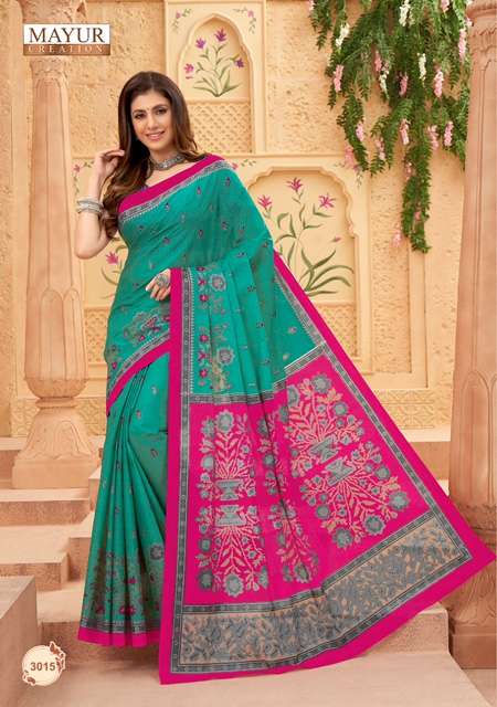 Mayur Vol 3  Chandani Pure Cotton Printed Fancy Saree On Wholesale