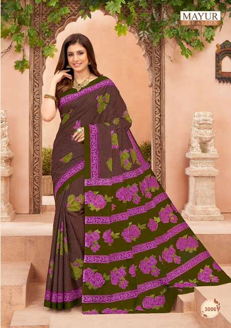 Mayur Vol 3  Chandani Pure Cotton Printed Fancy Saree On Wholesale