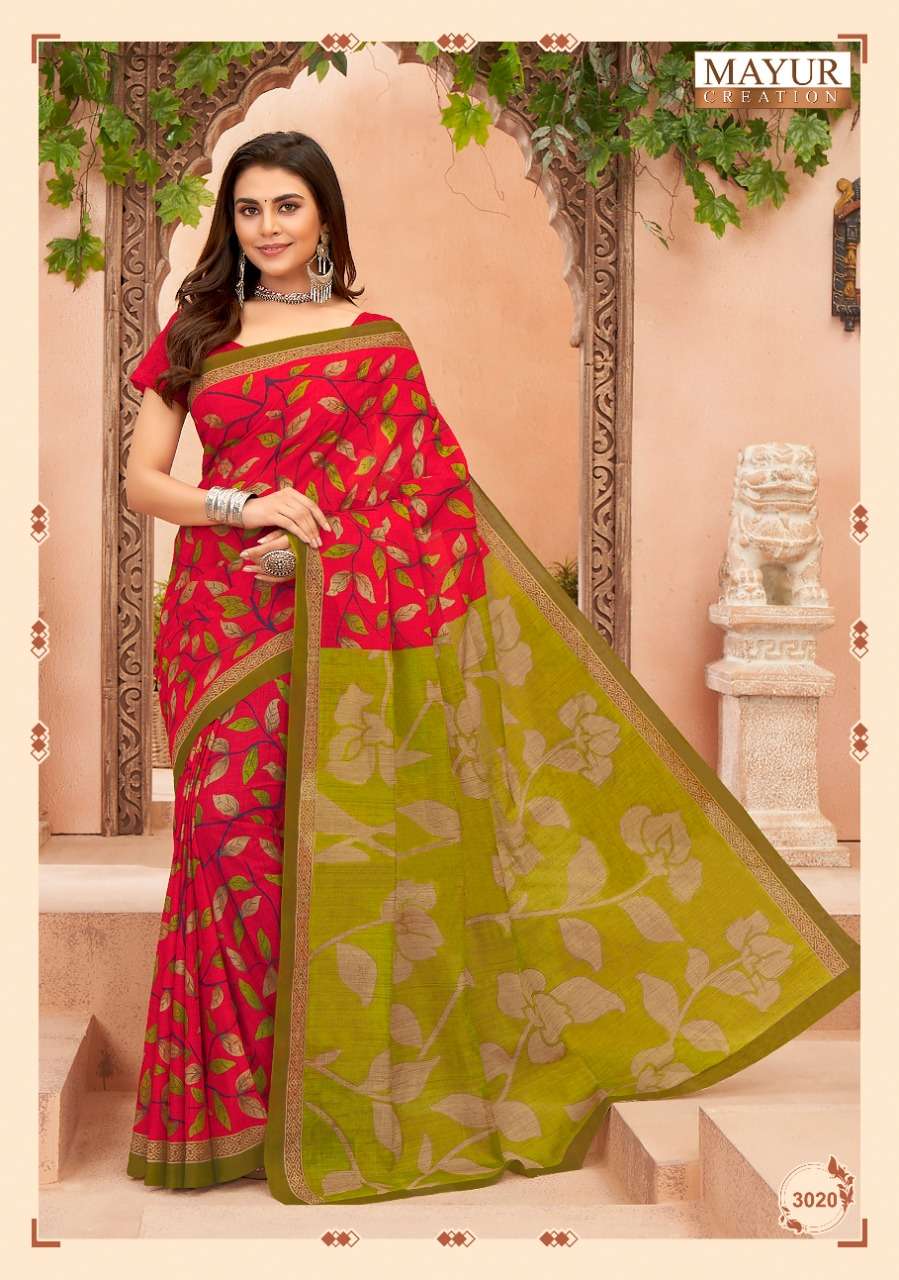 Mayur Vol 3  Chandani Pure Cotton Printed Fancy Saree On Wholesale