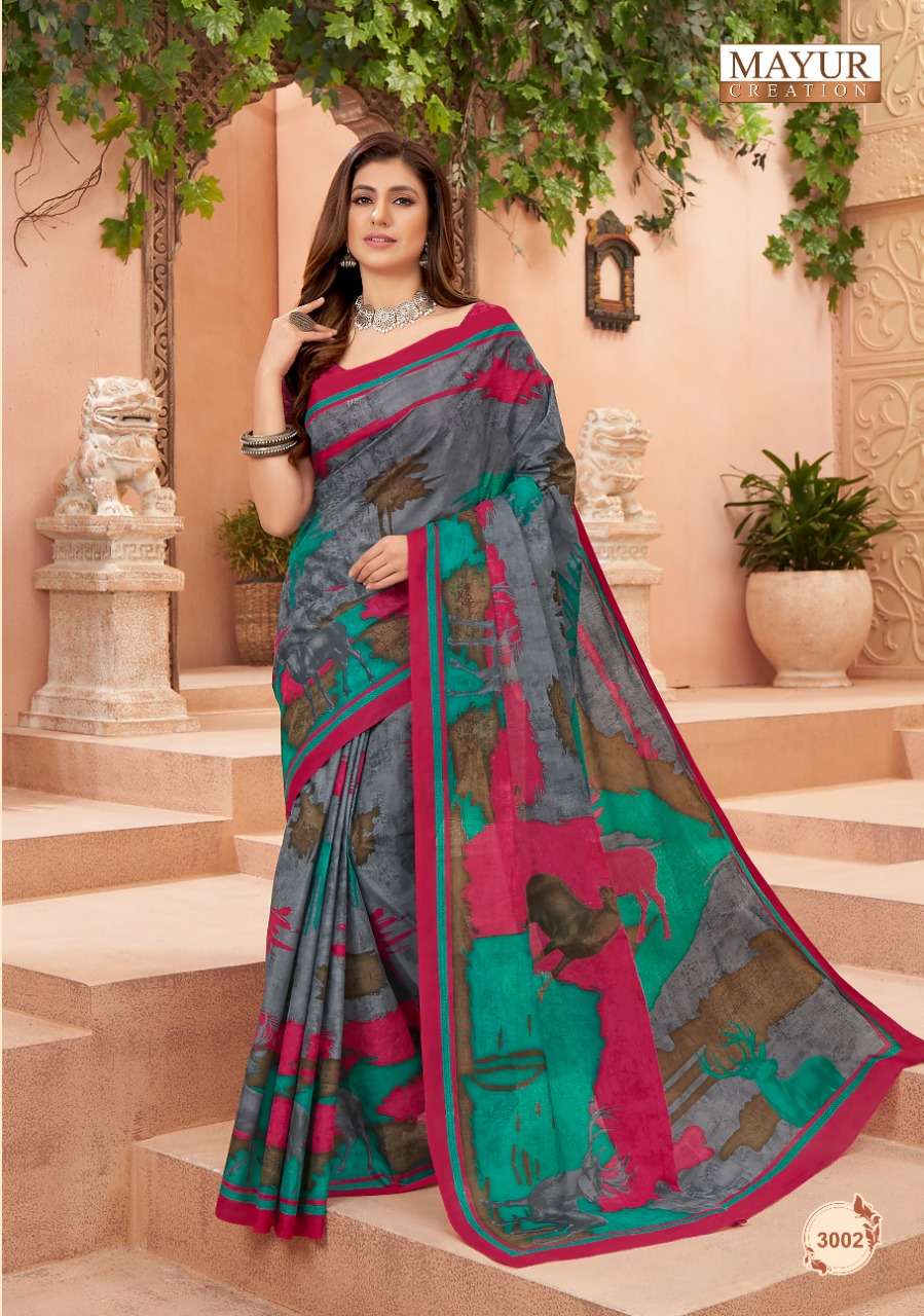 Mayur Vol 3  Chandani Pure Cotton Printed Fancy Saree On Wholesale