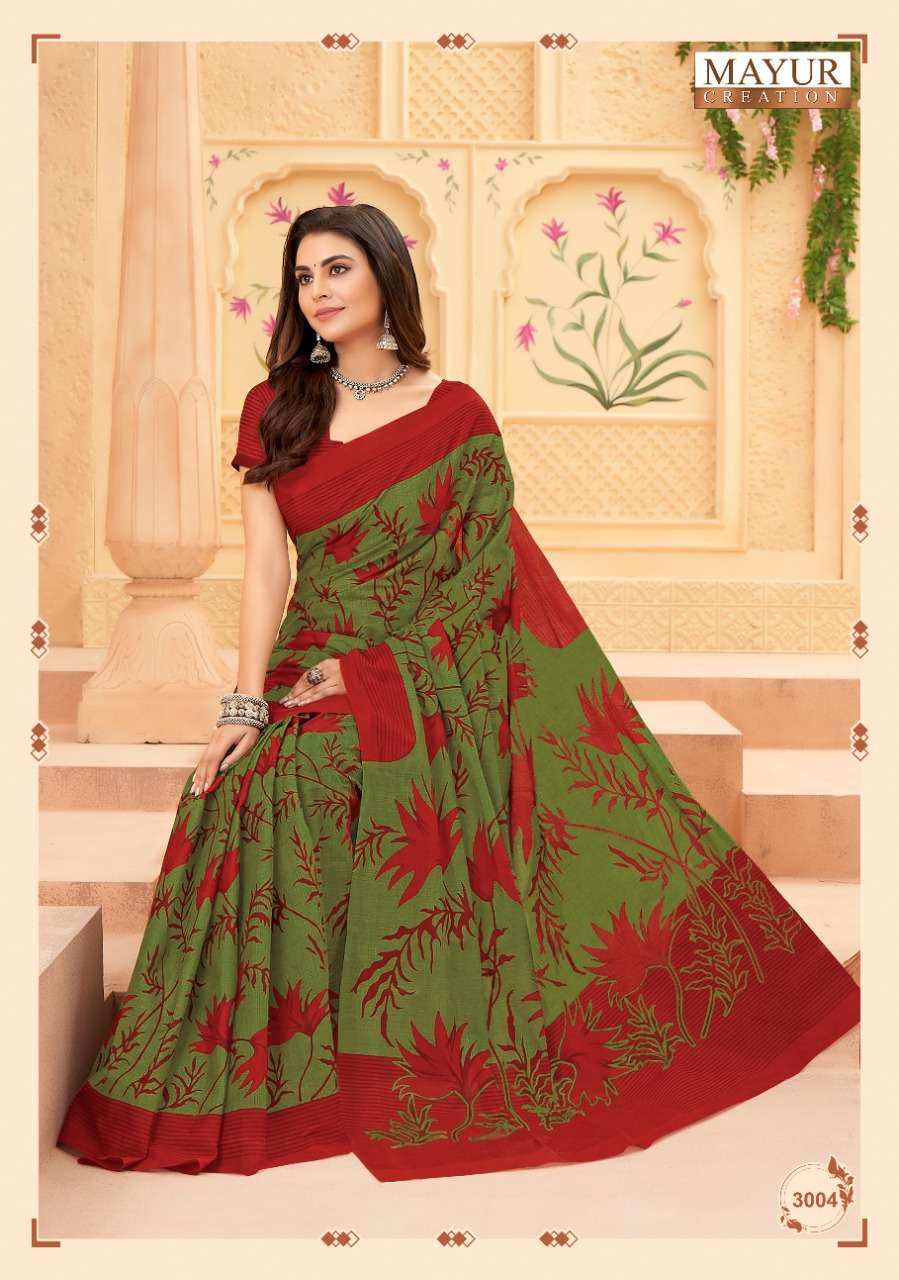 Mayur Vol 3  Chandani Pure Cotton Printed Fancy Saree On Wholesale