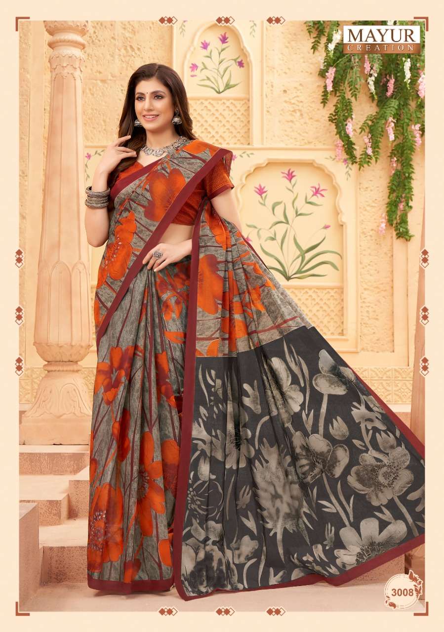 Mayur Vol 3  Chandani Pure Cotton Printed Fancy Saree On Wholesale