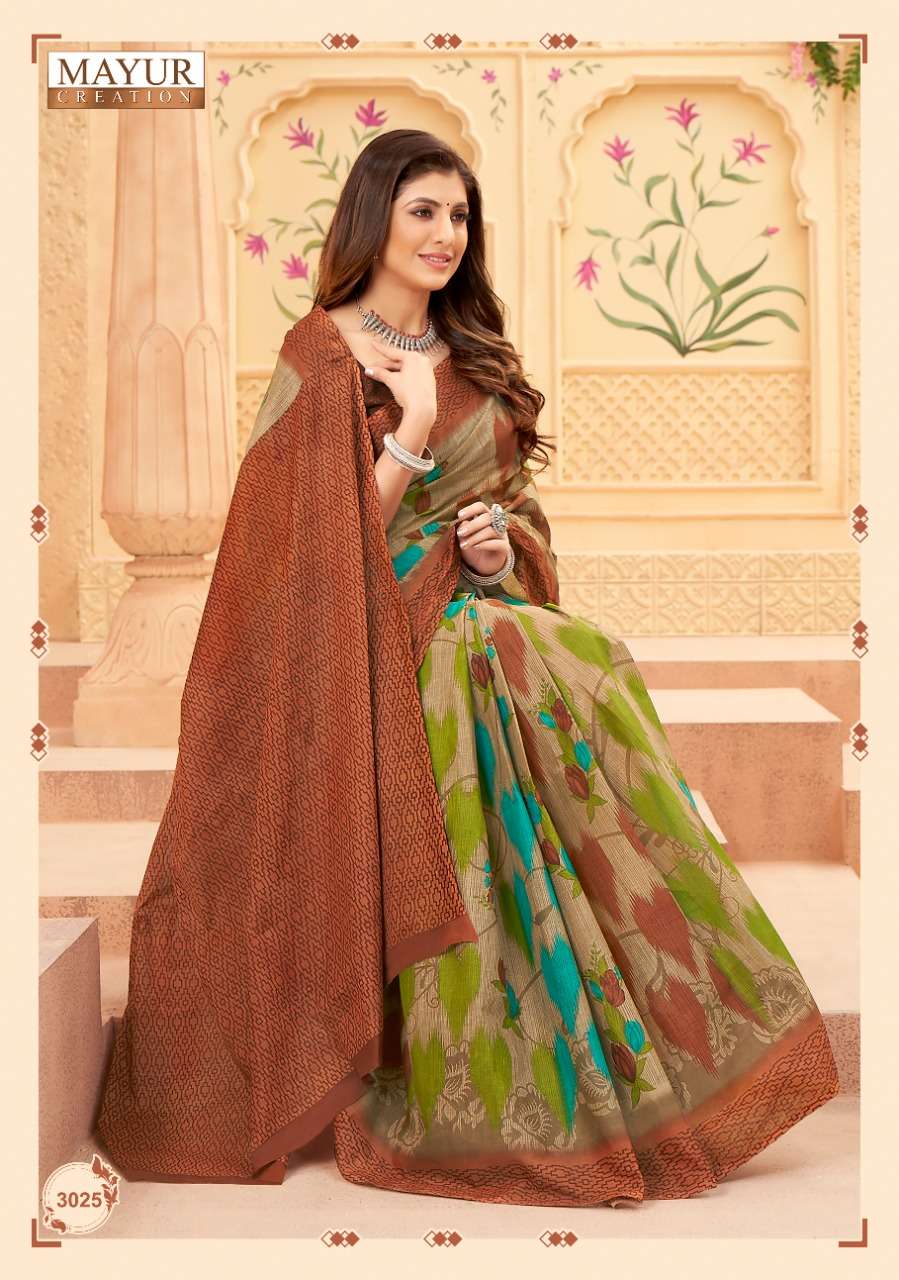 Mayur Vol 3  Chandani Pure Cotton Printed Fancy Saree On Wholesale