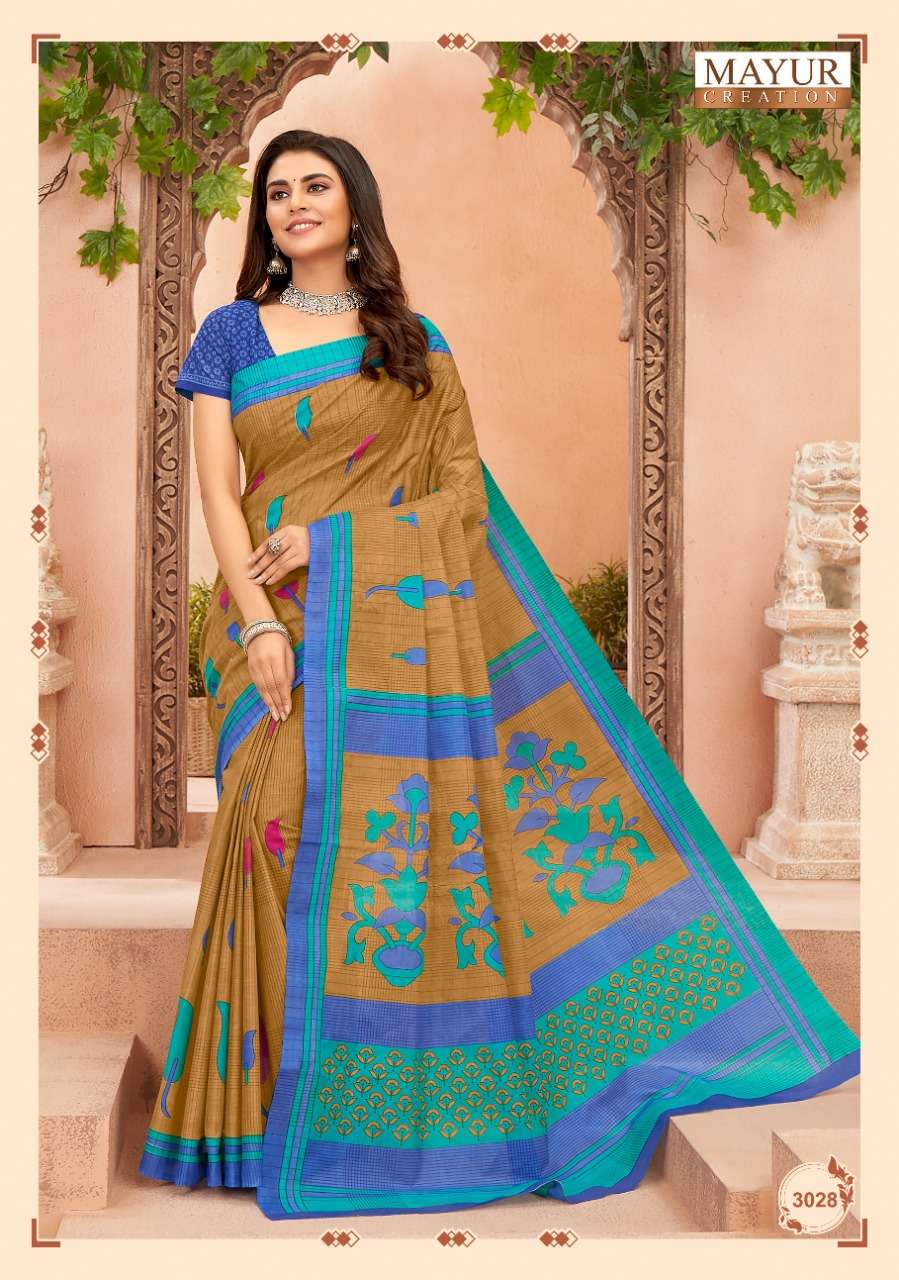 Mayur Vol 3  Chandani Pure Cotton Printed Fancy Saree On Wholesale