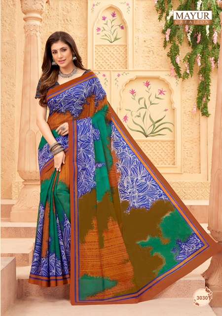 Mayur Vol 3  Chandani Pure Cotton Printed Fancy Saree On Wholesale