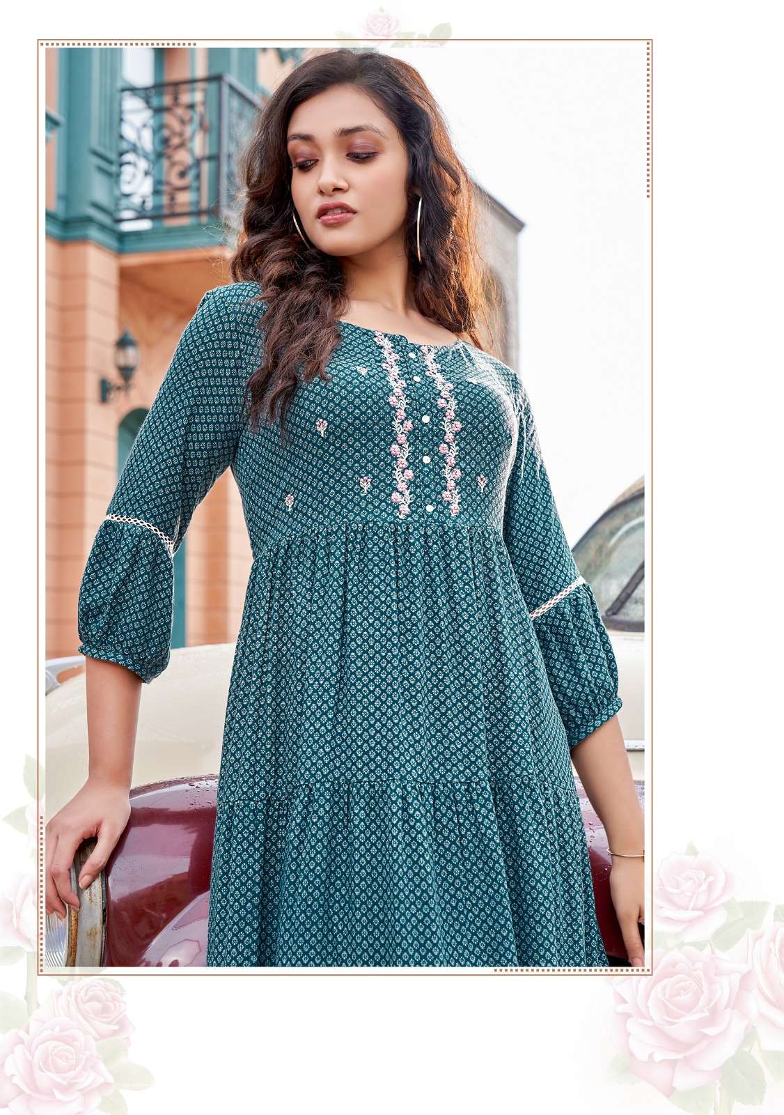 Mittoo Chaahat Wrinkle Rayon Print Kurti On wholesale