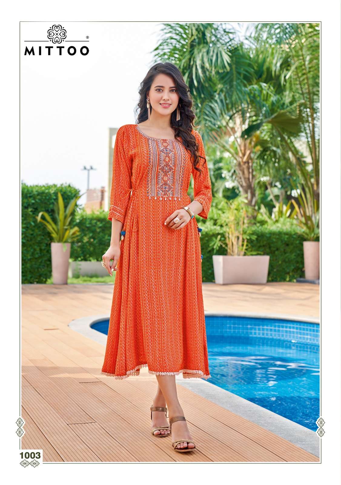Mittoo Kanika  Rayon Wrinkle Print Thread Work And Handwork On Wholesale