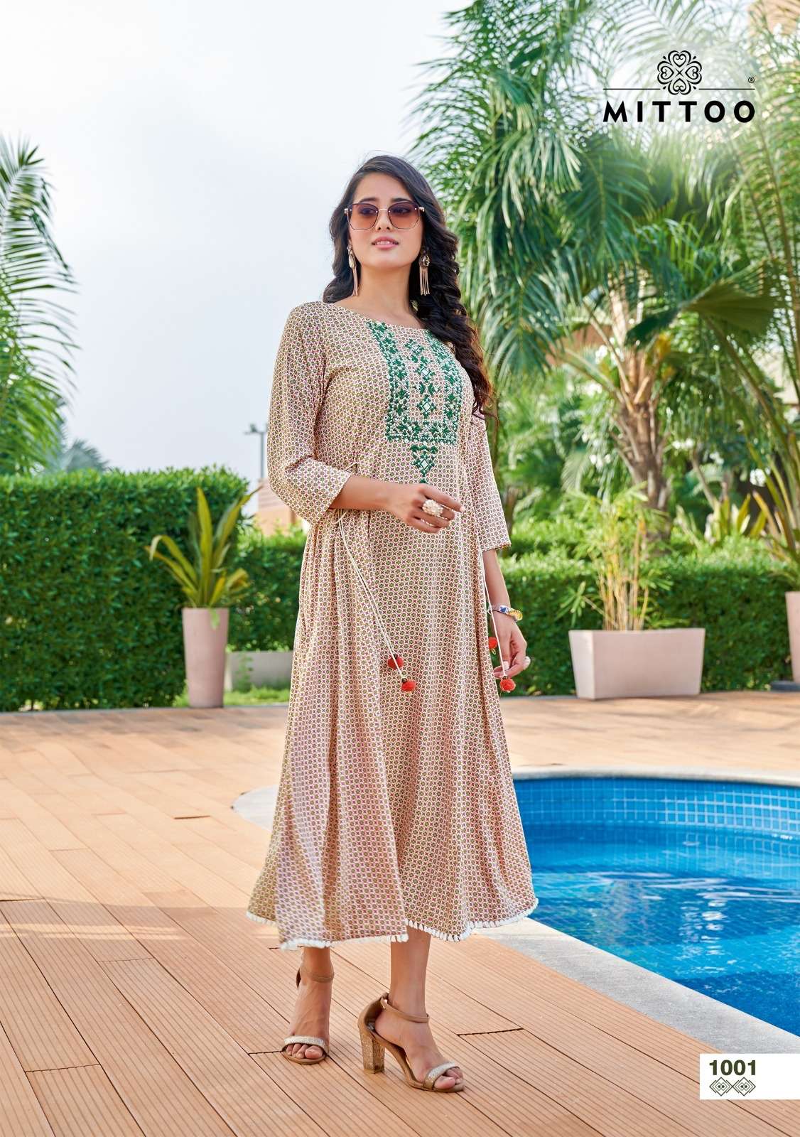 Mittoo Kanika  Rayon Wrinkle Print Thread Work And Handwork On Wholesale