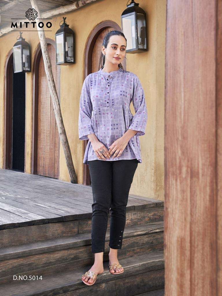 Mittoo Victoria Vol 3 On Wrinkle Rayon Print Top On Wholesale