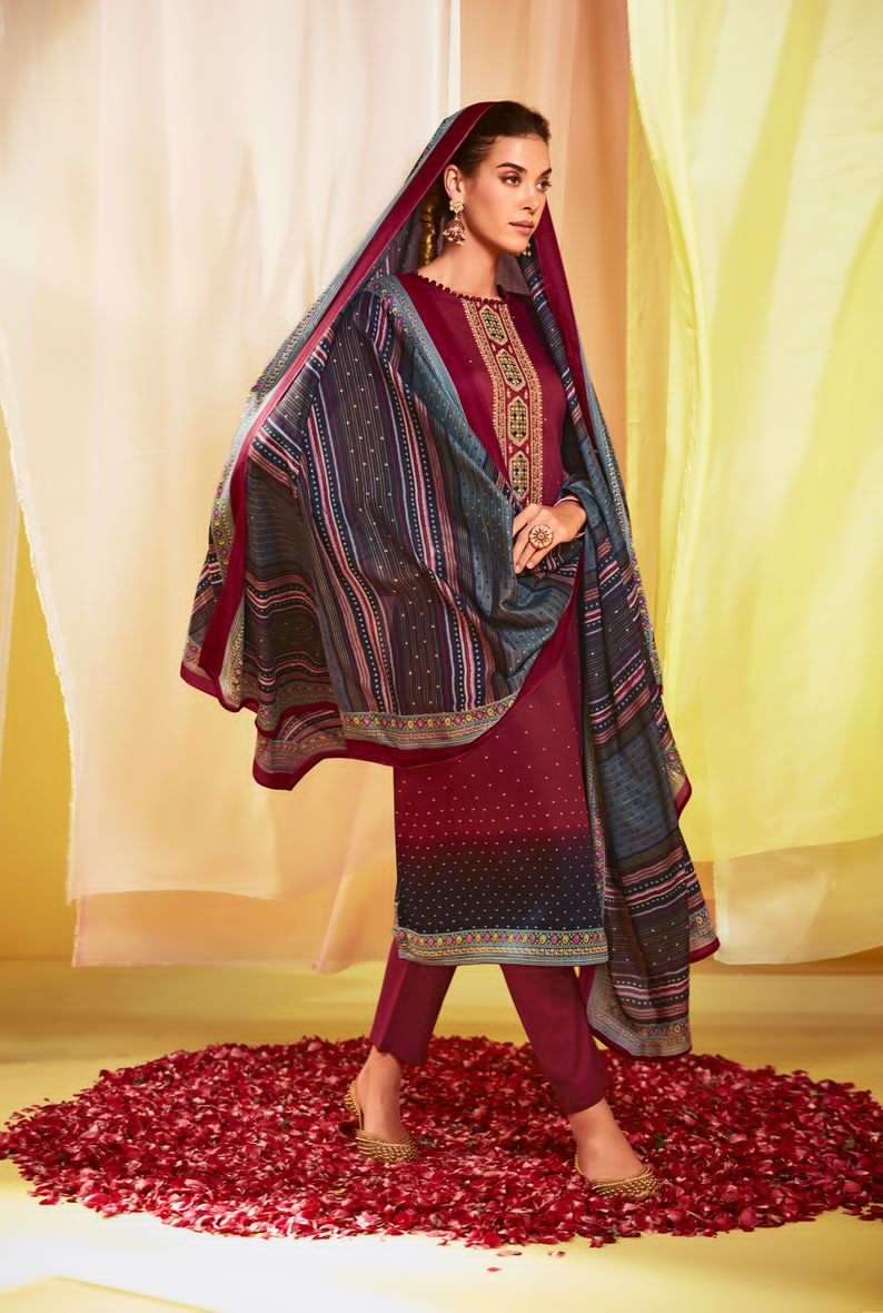 Mumtaz Arts Jash E Bandhani Vol 3 Pure Jam Satin Digital Print With Embroidery Work On Wholesale