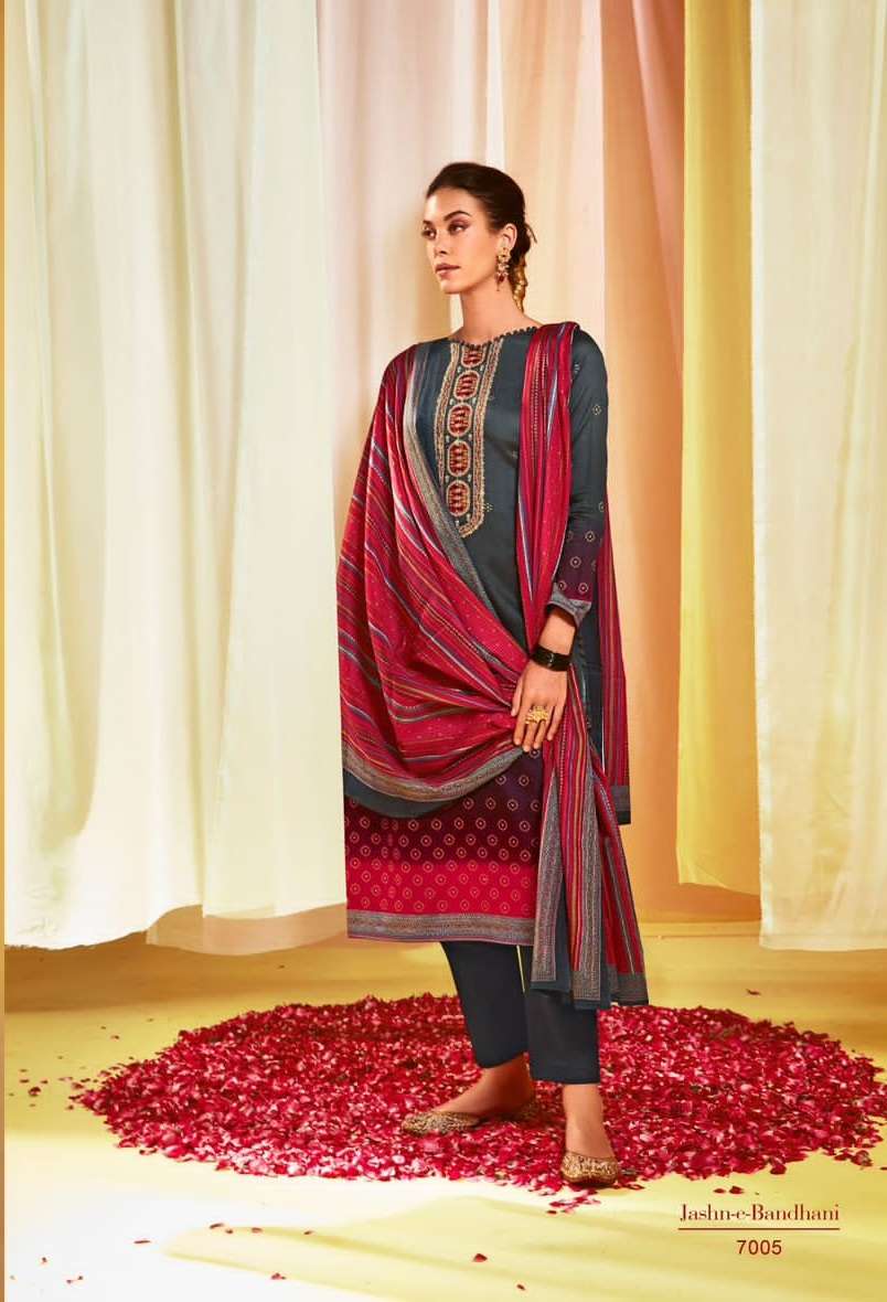 Mumtaz Arts Jash E Bandhani Vol 3 Pure Jam Satin Digital Print With Embroidery Work On Wholesale