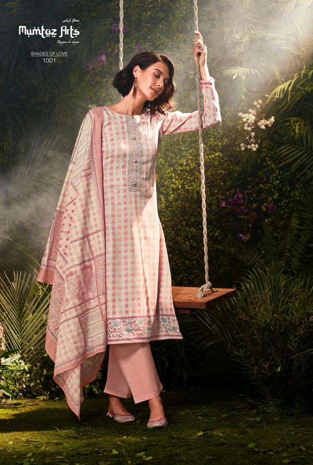 Mumtaz Arts Shades Of Love Viscose Jam Satin Suits Top Bottom With Dupatta On Wholesale