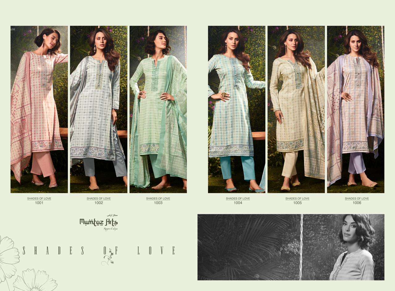 Mumtaz Arts Shades Of Love Viscose Jam Satin Suits Top Bottom With Dupatta On Wholesale