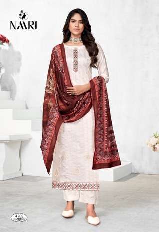 Naari Ekiza Pure Tensilk With Linning Work Top Bottom With Dupatta On Wholesale 