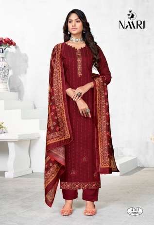 Naari Ekiza Pure Tensilk With Linning Work Top Bottom With Dupatta On Wholesale 