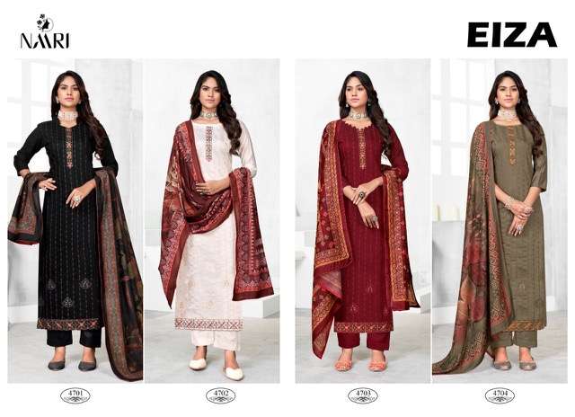 Naari Ekiza Pure Tensilk With Linning Work Top Bottom With Dupatta On Wholesale 