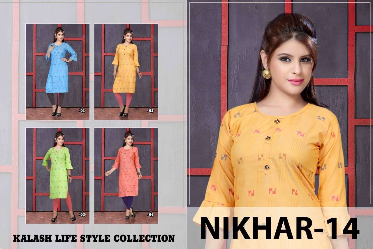 Nikhar 14 Cotton Printed Straight Kurti On Wholesale