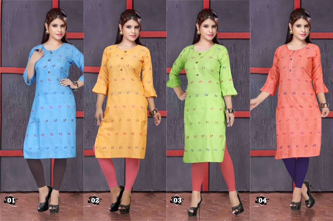 Nikhar 14 Cotton Printed Straight Kurti On Wholesale