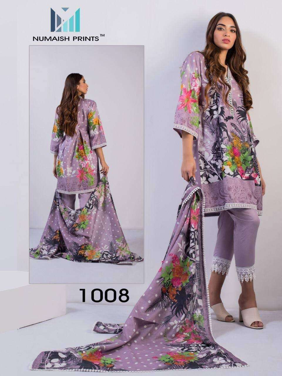 Numaish Prints Mishaal Premium Lawn Cotton Printed Dress Materials On Wholesale
