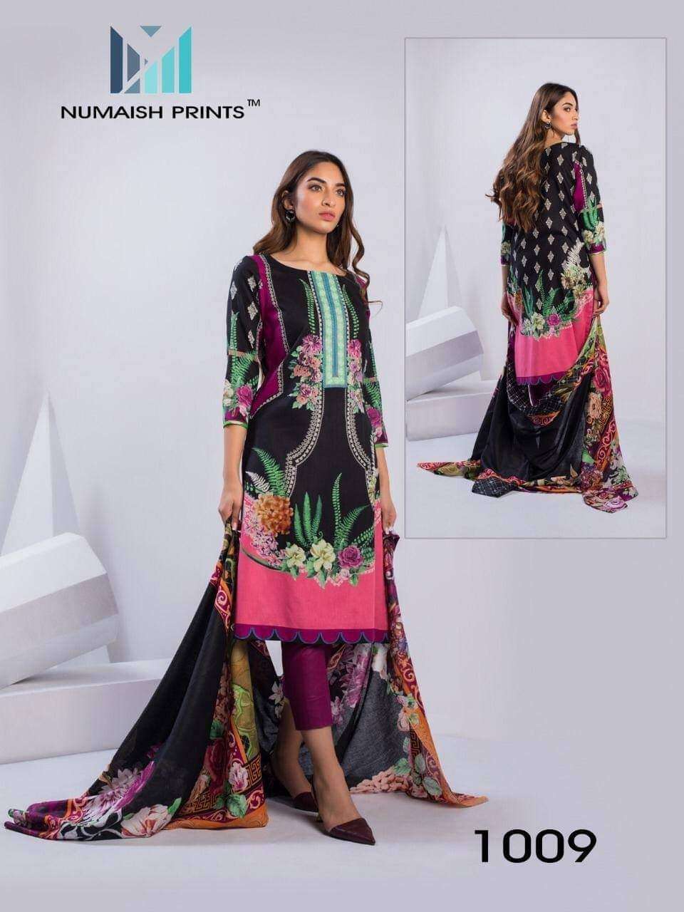Numaish Prints Mishaal Premium Lawn Cotton Printed Dress Materials On Wholesale
