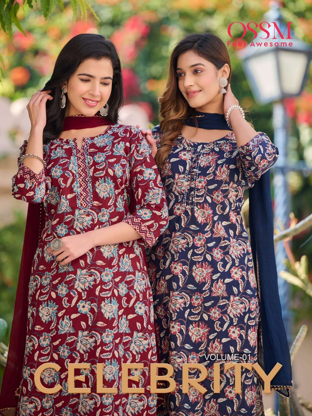 Ossm Present Celebrity Cotton Print Manual Work Top Bottom With Dupatta On Wholesale