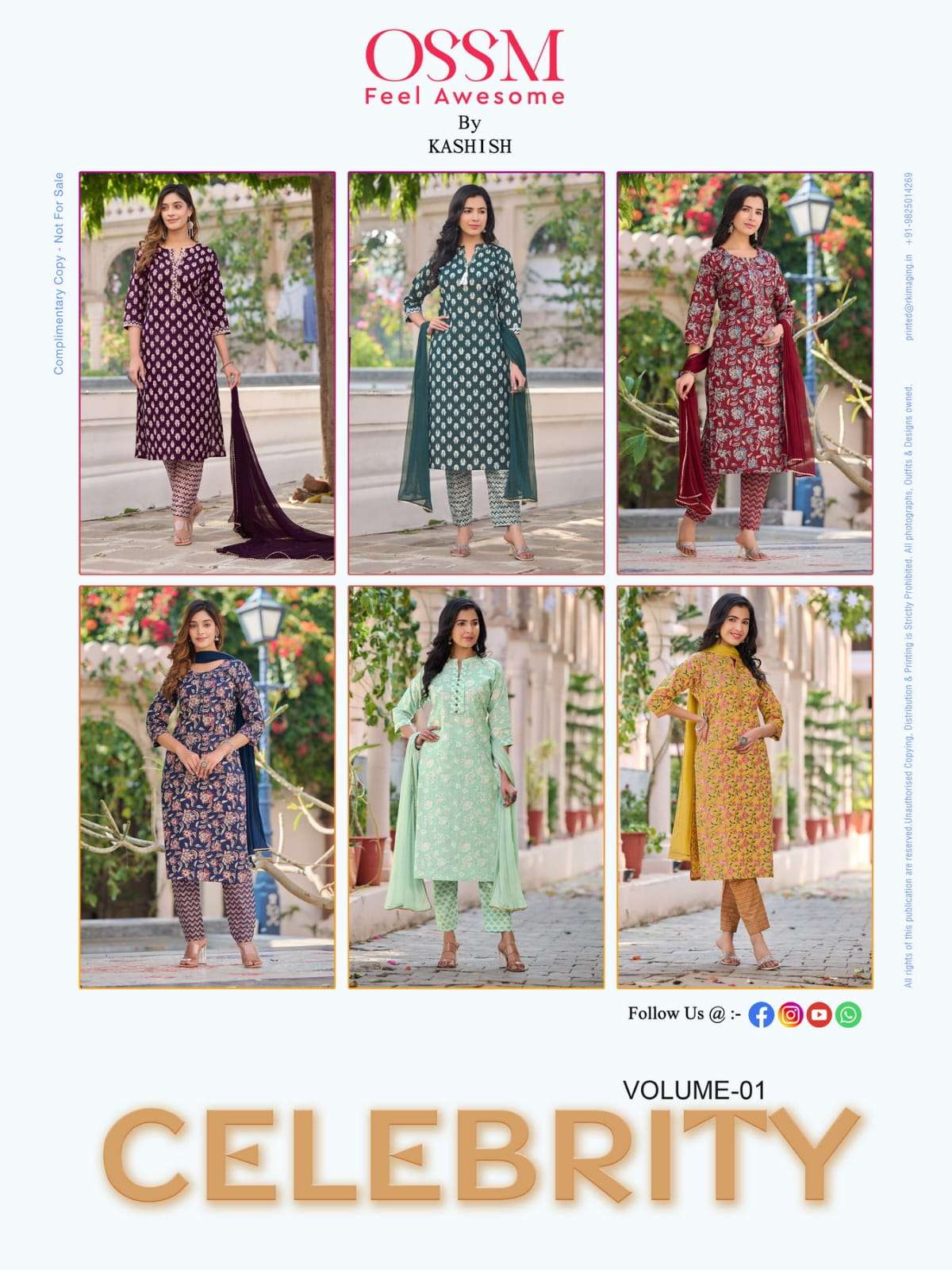 Ossm Present Celebrity Cotton Print Manual Work Top Bottom With Dupatta On Wholesale