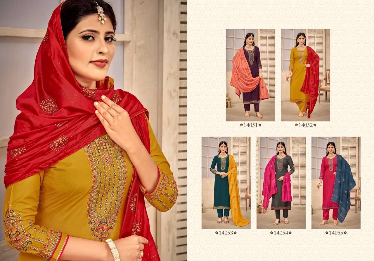 Panch Ratna Vartika Parampara Silk Heavy Embroidery Slive Work On Wholesale
