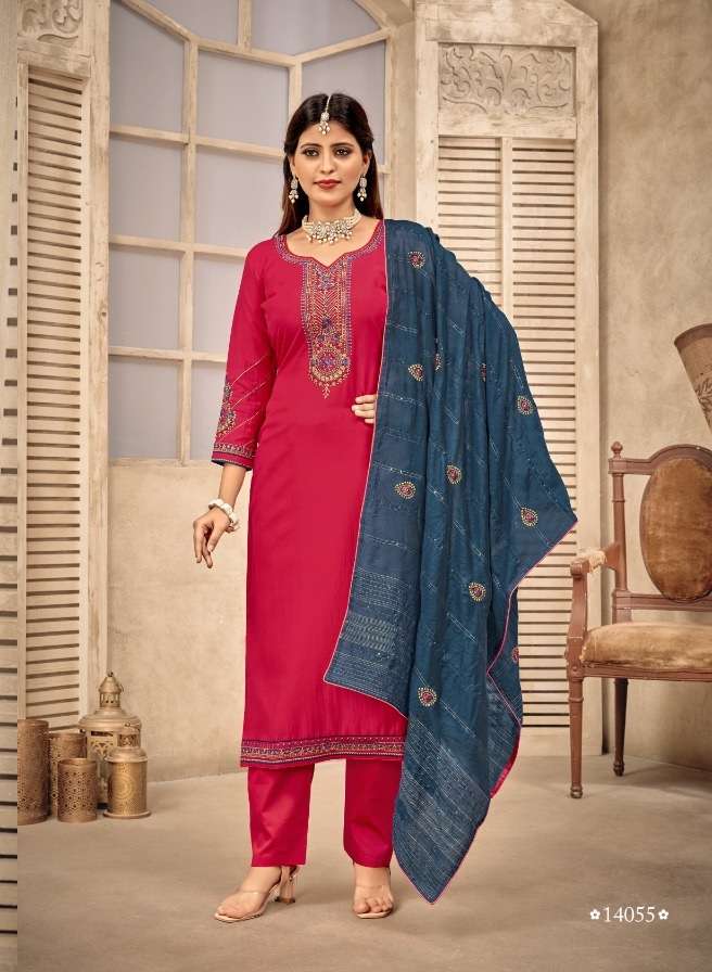 Panch Ratna Vartika Parampara Silk Heavy Embroidery Slive Work On Wholesale